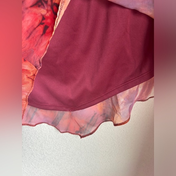 NWT ASOS Designs Orange Watercolor Ombré Flare Sleeve Keyhole Chiffon Dress 12 - Picture 6 of 9